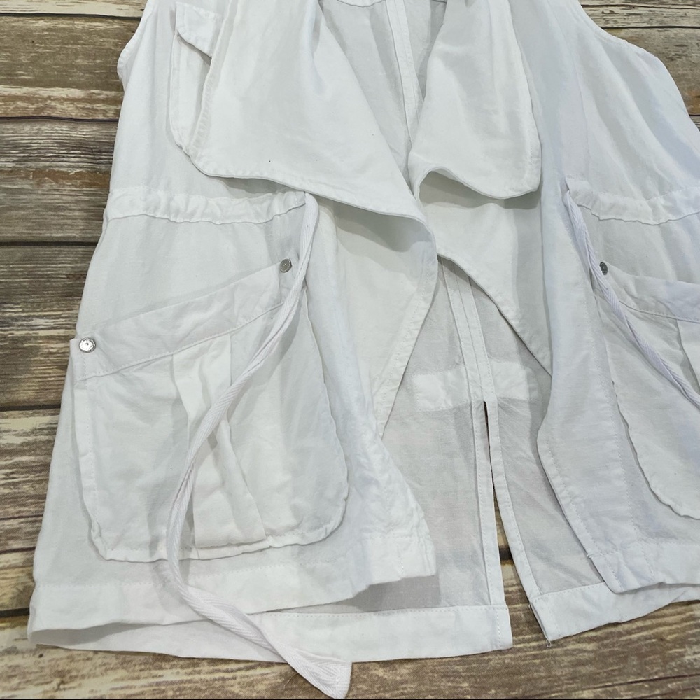 Anthropologie Sanctuary White Linen Blend Open Front Vest - Picture 11 of 14